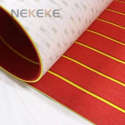 NEKEKE Red+ Yellow Stripe EVA Foam Sheet Boat Yacht Deck Pad Composite decking