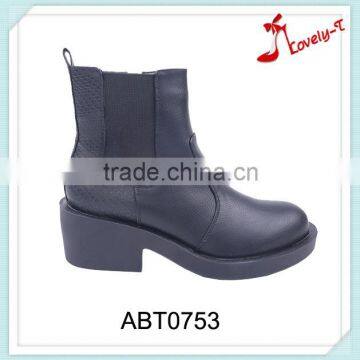 New design hot selling woman fashionable chunky heel ankle boots with elastic band