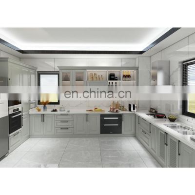 Modular Hot Sale Wholesale Grey Color White Solid Wood Kitchen Cabinets