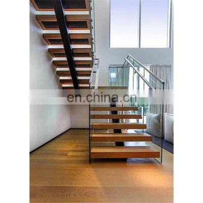 Excellent quality indoor wood single stringer stairs