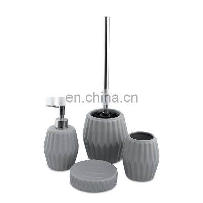 Six Pcs Waste Bin Tissue Box Vanity Ceramic Tabletop Accessories Bathroom Set photo-2