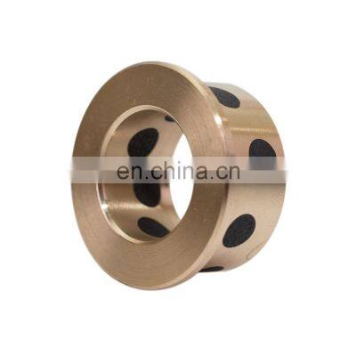 TEHCO Graphite Copper Alloy Brass Bushing Made of CuZn25Al5Mn4Fe4 Flange Solid Lubricating Bushing for Construction Machine.