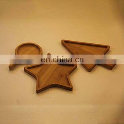 Home Eco Friendly Multifunction Star Shape Mini Coffee Bread Small Bamboo Serving Tray photo-3