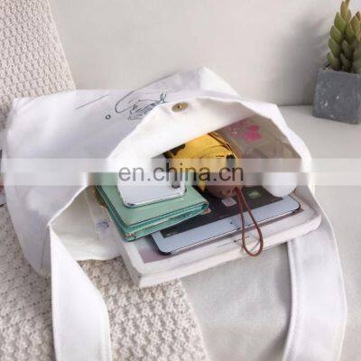 New Arrivals Eco-Friendly White Big Jute Waxed Leather Handle Shoulder Blank Cotton Tote Canvas Bags With Custom Printed Logo photo-3