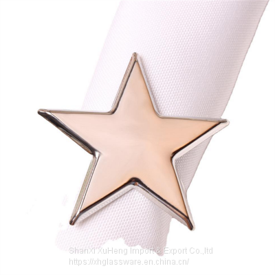 Rose Gold Silver Red White Colored Five-pointed Star Table Napkin Buckle Rings photo-5