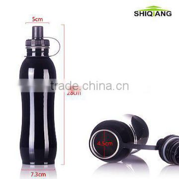 750ml good stainless steel outdoor black sport drink water bottle with lid