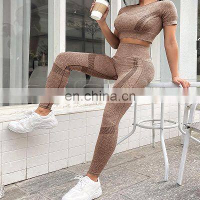 Wholesale Seamless High Waist Scrunch Butt Lift Leggings Yoga Set Ins Hot Activewear Sports Gym Fitness Yoga Sets For Women