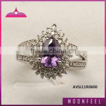 925 silver ring with purple cz stone