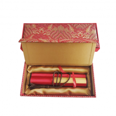 Red Color Song Brocade Box Package Jewelry Box Handicraft Gift Box Artwork Painting Calligraphy Scroll Box photo-5