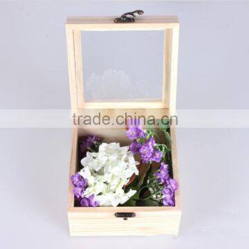 Unfinished Pine Wood Product Gift Use Packaging Wooden Box With Acrylic Lid for Sale photo-2