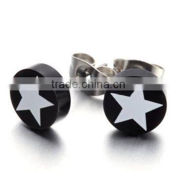 Mens Ladies Earrings ,Studs, Star, White, Black