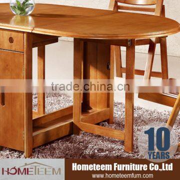 Flip top oval dining table design in indonesia wood furniture