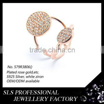 S925 silver double side circle ring 18 karat gold plated ring for women fancy rings