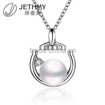 Elegant Round Setting Pearl White Copper Fashion Pendant Jewelry