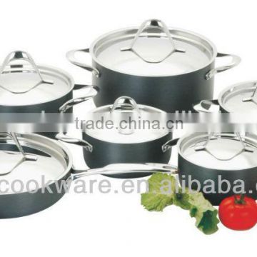 12PCS Geman Technologic Hard-Anodized Aluminium Pan set