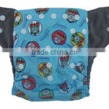 2014 Printed Charcoal Bamboo Diapers Double Gussets With Hip Snaps