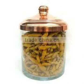 Glass Jar With Copper Cover, Spice Jars with Lids, Candy and Sweet Jars BK2025