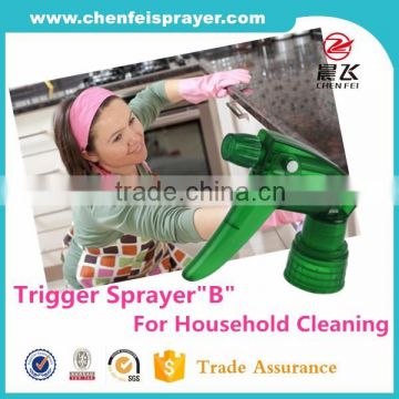 Factory direct sale new design 28mm ribbed closure plastic spray bottle trigger spray gun series B dosage 1.2cc in custom color