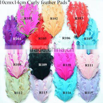 Fashion 10cm*14cm colorful curly feather pads,feather bow for hair decoration                        
                                                Quality Choice