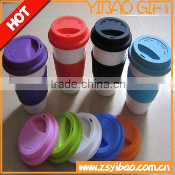 Eco-friendly set of silicone cup sleeve and cup lid, coffee cups set