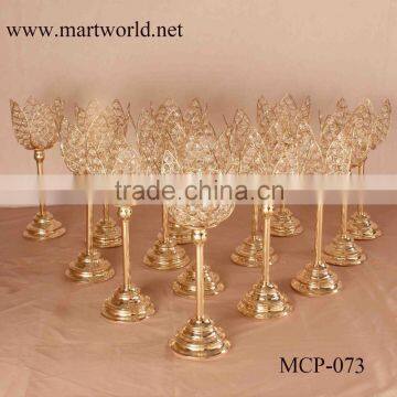 crystal champagne gold lotus shape crystal candel holder candelabra wedding decorations wedding table centerpiece(MCP-073)                        
                                                Quality Choice
                                             