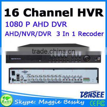 16 Channel 1080P Hybrid DVR(compatible for AHD,IPC,Analog ), AHD DVR