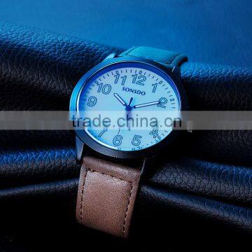 China Supplier Quartz Brown Leather Strap Sports Mens Watches
