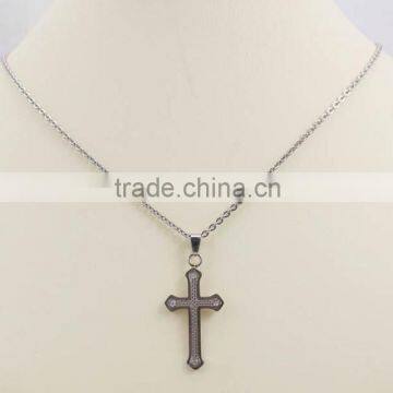 Fashion Stainless Steel Cross Floating Pendant Necklace