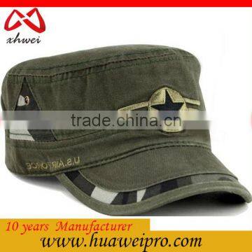 China Headwear Wholesale Plain Flat Top Military Cap/ Flexfit Camo Military Hat