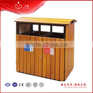 outdoor eco-friendly public wooden dustbin