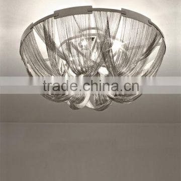 Chrome Aluminium Silver chain suspension chandelier ceiling