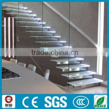 Customized Glass/wood Straight Floating Stairs With Light--YUDI photo-2