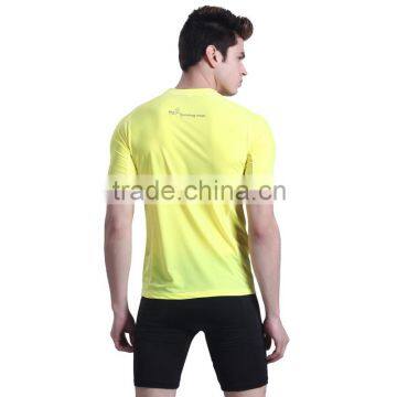 Custom Round Collar Short Sleeve Fluo Yellow Cycling Tshirt