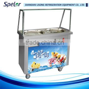 Stainless steel flat pan fried rolling ice machine