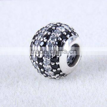 925 Sterling Silver European cz micro pave beads