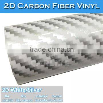 CARLIKE 1.27x50m Flash Withe/Silver 2D Carbon Fiber Vinyl Film For Car Cover