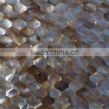 Hexagon brown lip mother of pearl seashell mosaic tile