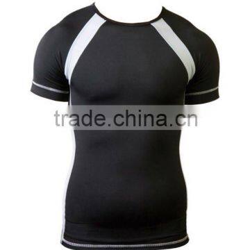 Grey Panel Mens Compression Short Sleeve Top