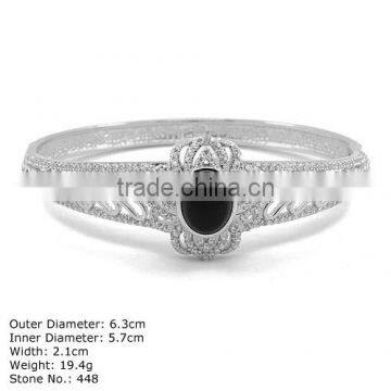 [ CZQ-0069 ] 2014 Fashion Designs Black Agate Bangle with CZ Stones