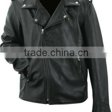 Mens Black Classic Motorcycle Leather Jacket, MC Jackets, Black Leather Jackets