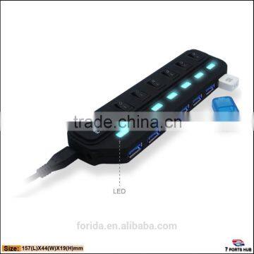 7-Port USB 3.0 Hub with Individual Power Switches and LEDs