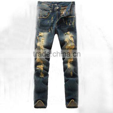 latest new design frayed ripped Breathable men jeans male cool pants wholesale price