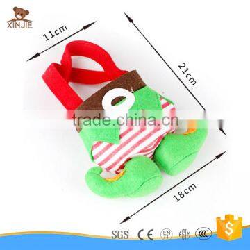 christmas decoration green plush christmas treat bag elf bag