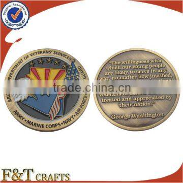 high quality metal antique gold plated military double sided angel coin