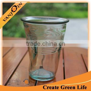 Fancy 500ml Crushed Crinkle Glass Cup For Vase