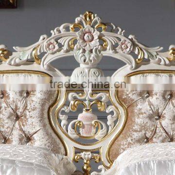 Hand Carving Furniture - Handcraft Royalty Golden Foil Bed photo-2