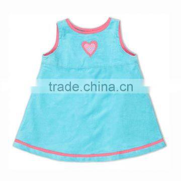 Baby Blue Color Cotton Clothes Simple Dress Design 1 Year Old Party Dress