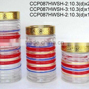 CCP087HWSH hand-painted glass jar with plastic golden lid