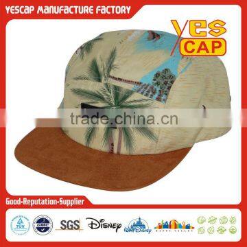 5 panel cap /custom printed fabric 5 panel hat