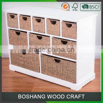 Seagrass Basket Drawer White Cabinet Wood Furniture